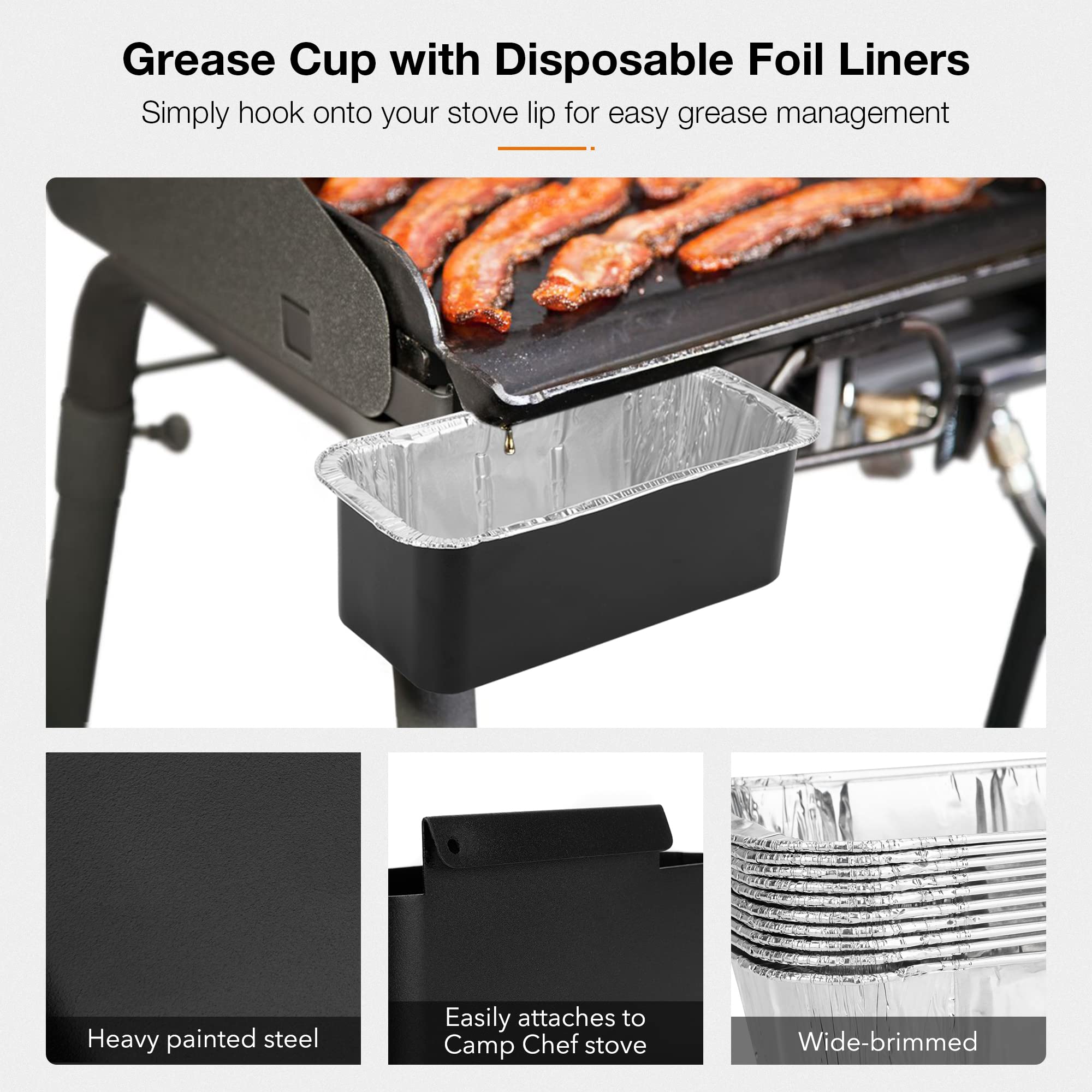 Stanrbroil Lot de 10 gobelets à graisse pour plaque de cuisson Camp Chef avec revêtement en aluminium pour réchaud de camping SG14 SG30 SG60 SG90 SG100