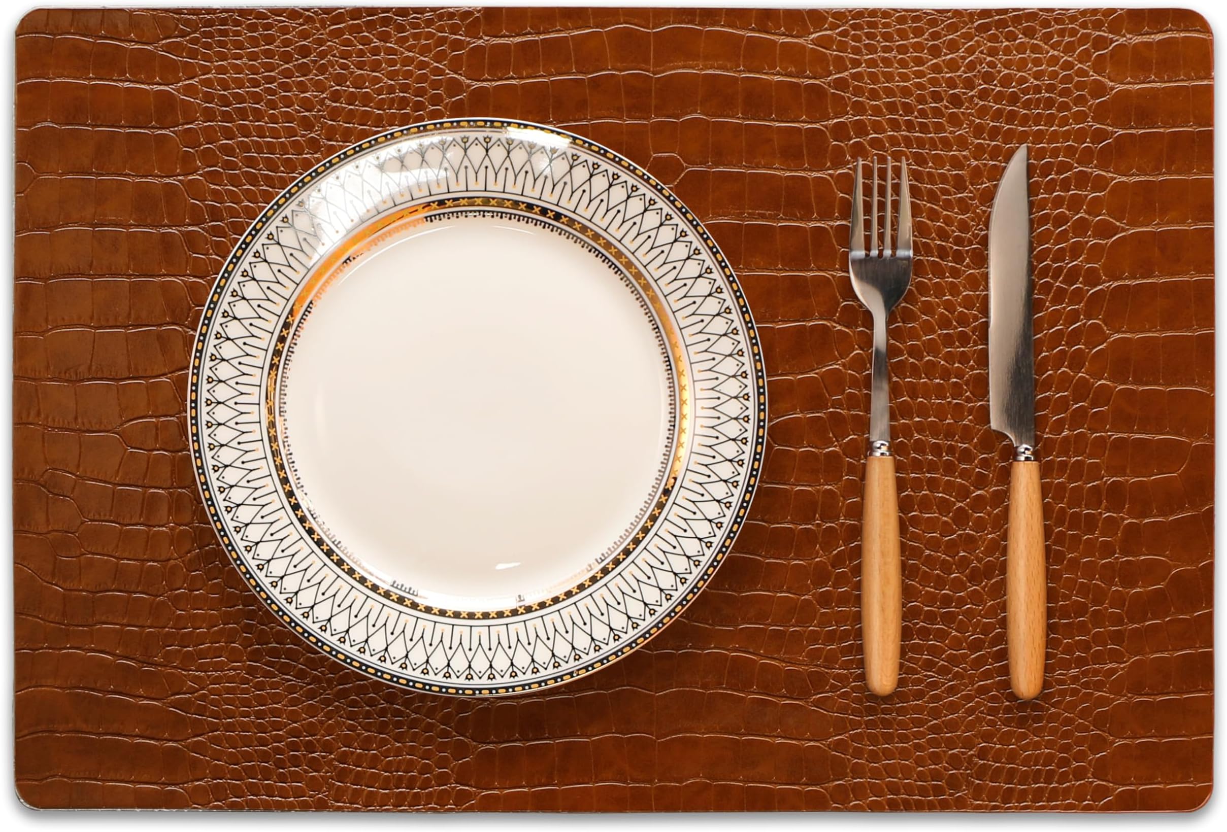 Crocodile Faux Leather Placemat for Office Conference