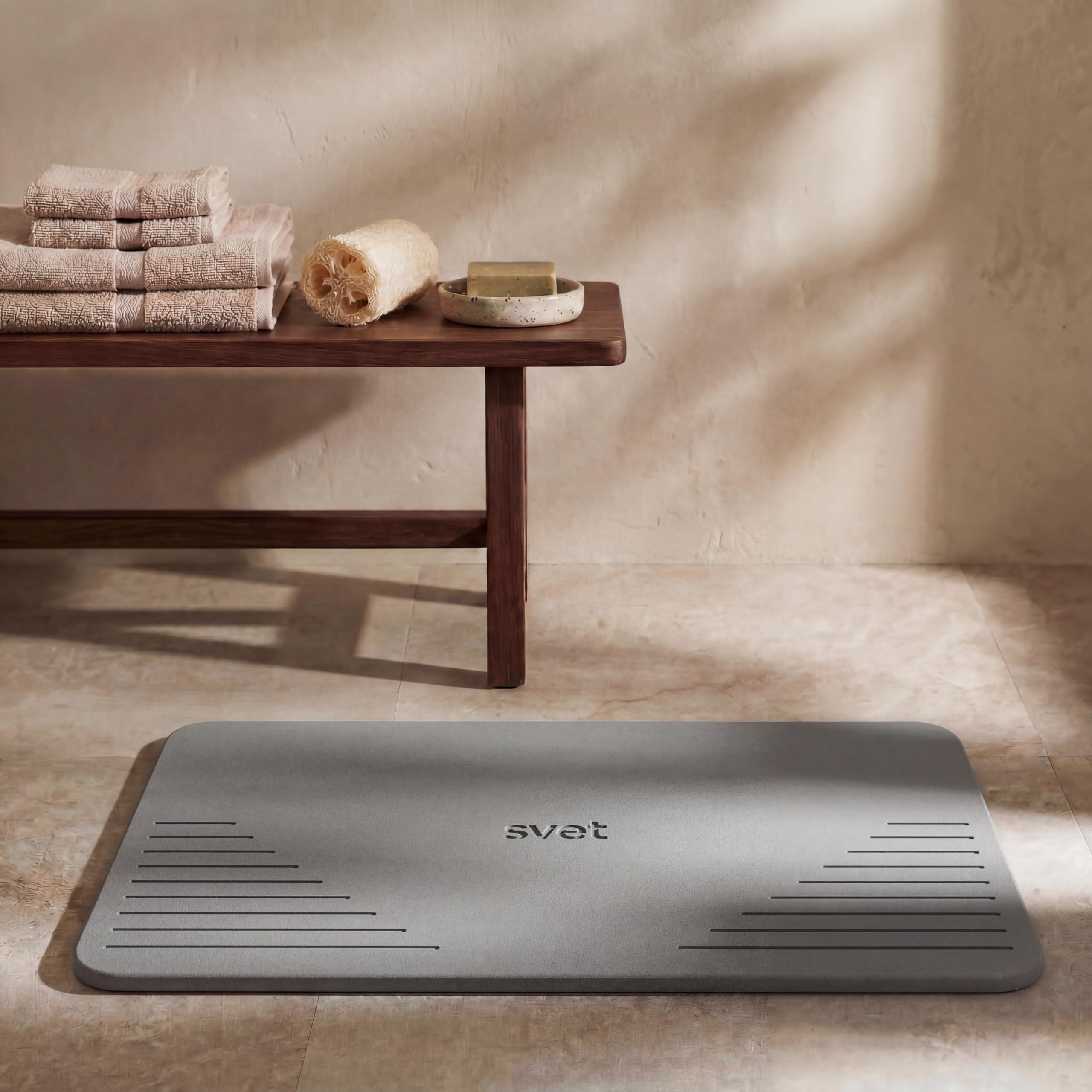 Svet - Alfombra Diatomita Baño - Secado Rápido y Ultra Absorbente, Antideslizante, Antibacteriana y Antihongos, Alfombrilla Baño Diatomita de Piedra. (Mármol Clásico) — view 7