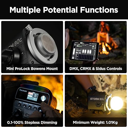 Miniatura 2 de Aputure Storm 80c RGB LED luz de video  80 W fuente de punto a todo color, 20,185 Lux 3.3 ft, 1800K-20,000K, mezcla avanzada de diodos, CRI97, IP65