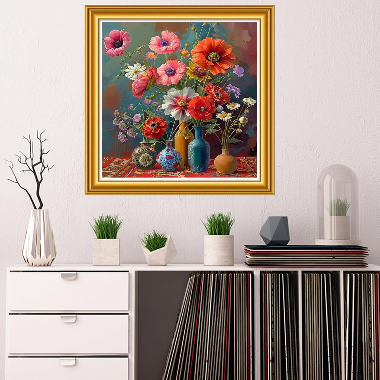 Dooxvey Counted Cross Stitch Kits for Adults 11CT Printed Cross-Stitch Patterns Cross Stitching Embroidery Kit Stamped or Counted Needlepoint Kits- Beautiful Flowers 18x18 inch