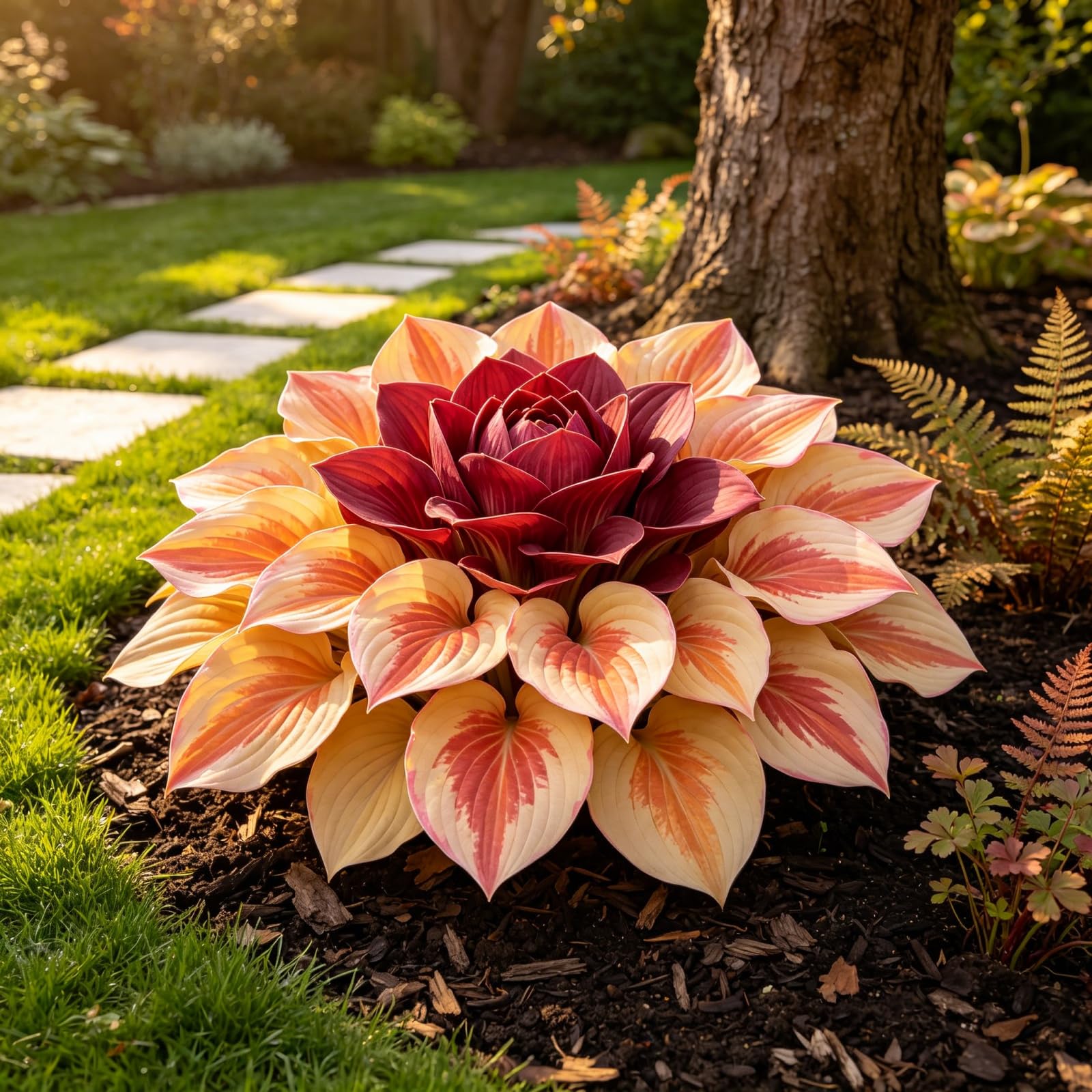 Hardy Perennial&Vivid Rainbow Hosta Rhizome/Stunning Hosta Bulbs for Current Planting UK/Thrive Strongly/Striking Ornamental Display/Container-Grown/Minimal Upkeep-4Bulbs-B