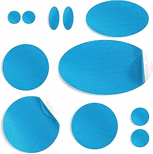 aZengear Repair Patches for Jackets, Tent, Shoe Toe, Air Mattress, Inflatables, PVC Gear - Waterproof, Self-Adhesive, Tear-Cold-Heat-Resistant, Down Puffer Coat (11 Pcs, Turquoise)