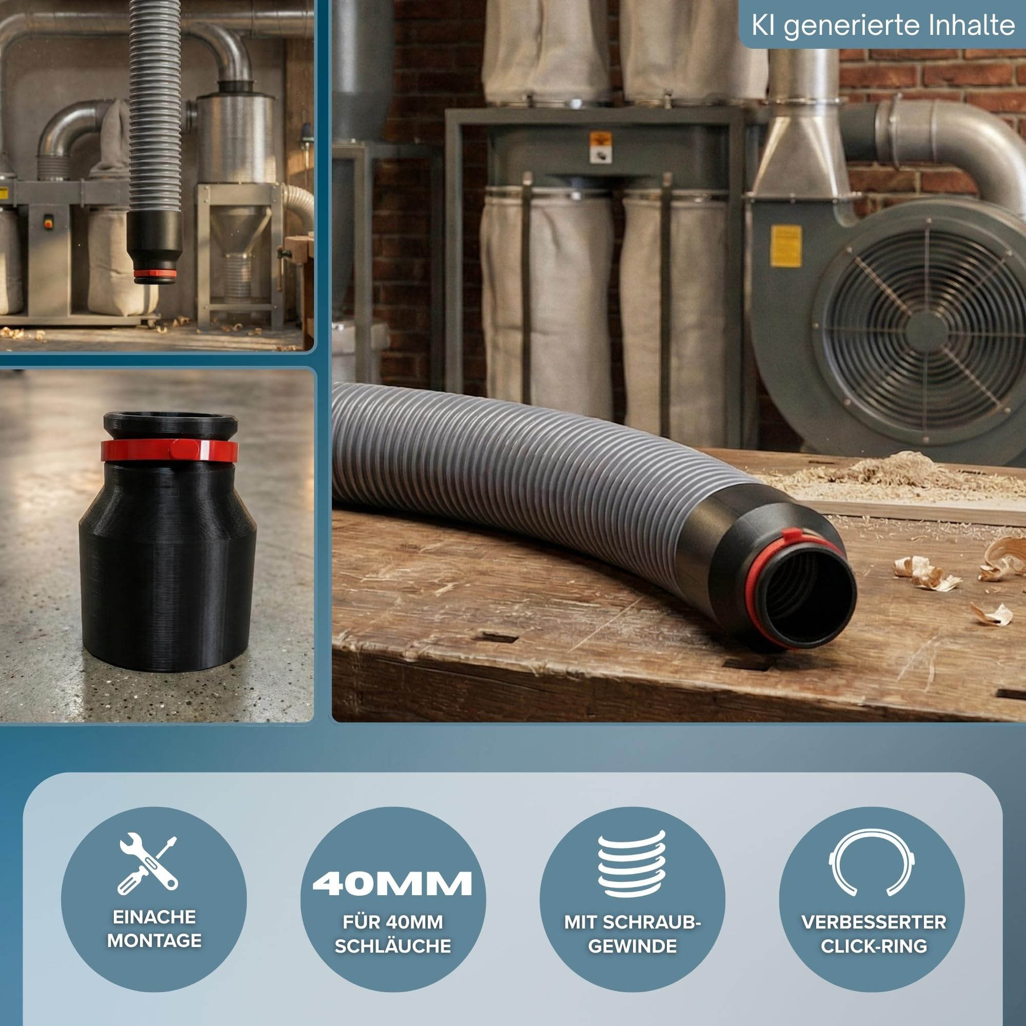 Raccord d'aspirateur, compatible avec Bosch Click and Clean 40 mm, raccord de tuyau d'aspirateur NW40