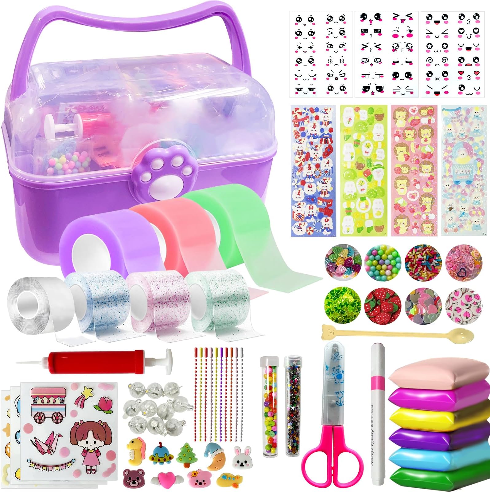 KEAGAN Nano Tape Bubble Kit for Kids Nano Double Sided Tape for Making Bubbles,500+ Fillings DIY Nano Bubble Tape with Pump Sequins Glitter Powder Stickers,Novelty Toy for Girls Boy