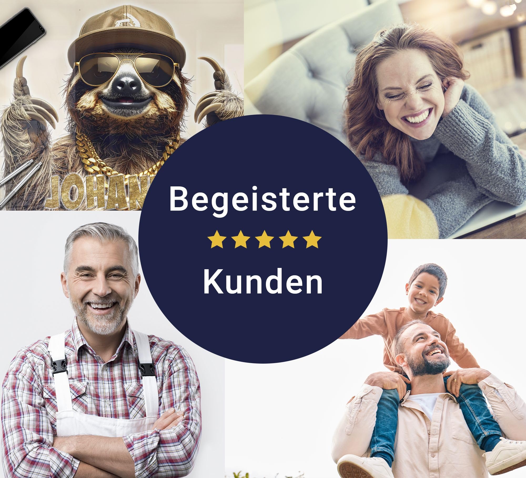 Schreibtischunterlage personalisiert mit Namen | 120 x 60 cm XXL Faultier | wasserfeste Schreibunterlage, abwischbar, glatt | stabiles, hochwertiges Acrylglas, Kinder Kunststoff lustig Motiv Tiere