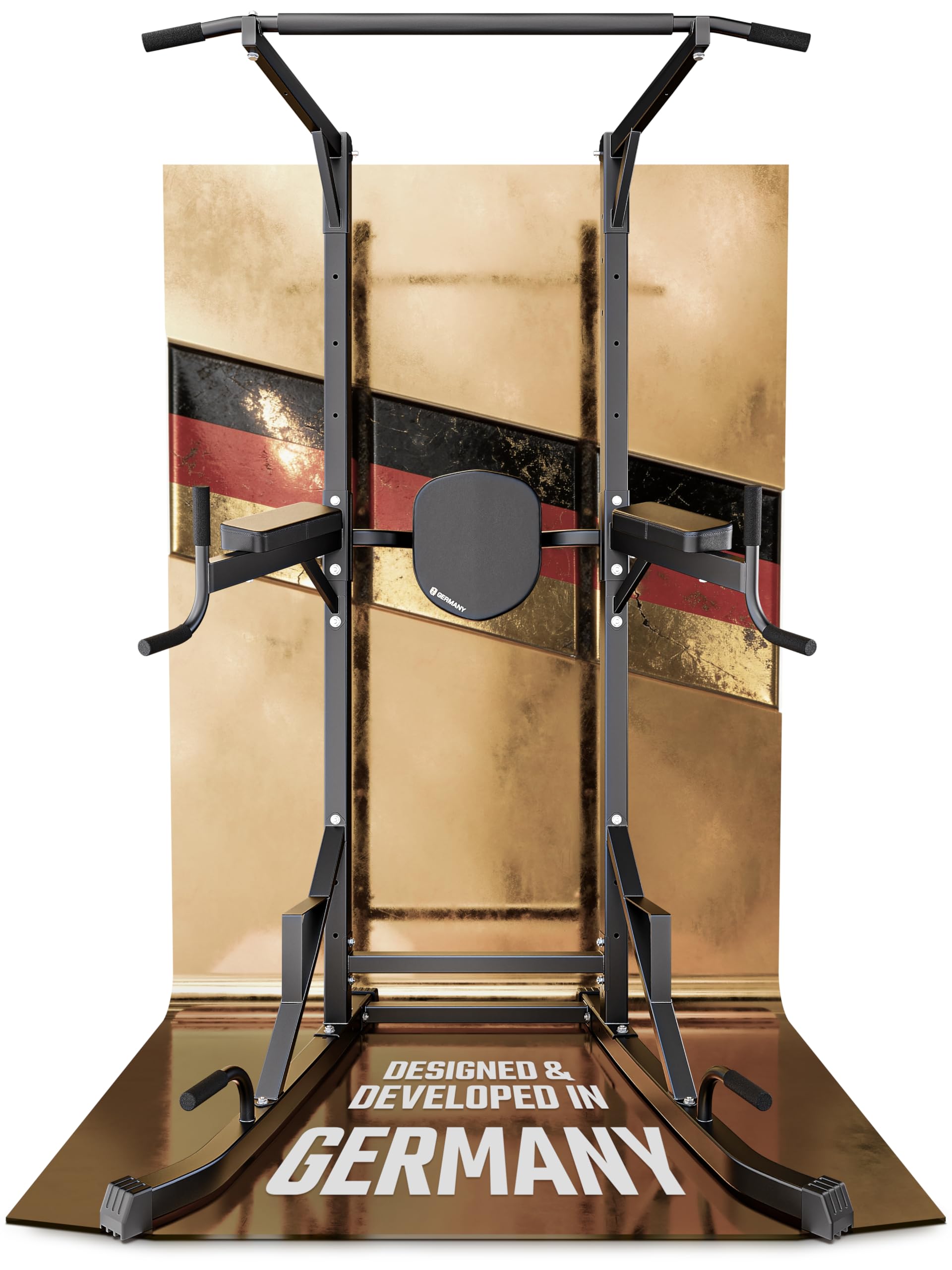 HQ Germany® Power Tower [2026 Upgrade] - Klimmzugstange freistehend mit Klimmzug Dip Station, Klimmzugturm, Klimmzugstation, Pull Up Station, Calisthenics Equipment, Fitnessgeräte für Zuhause