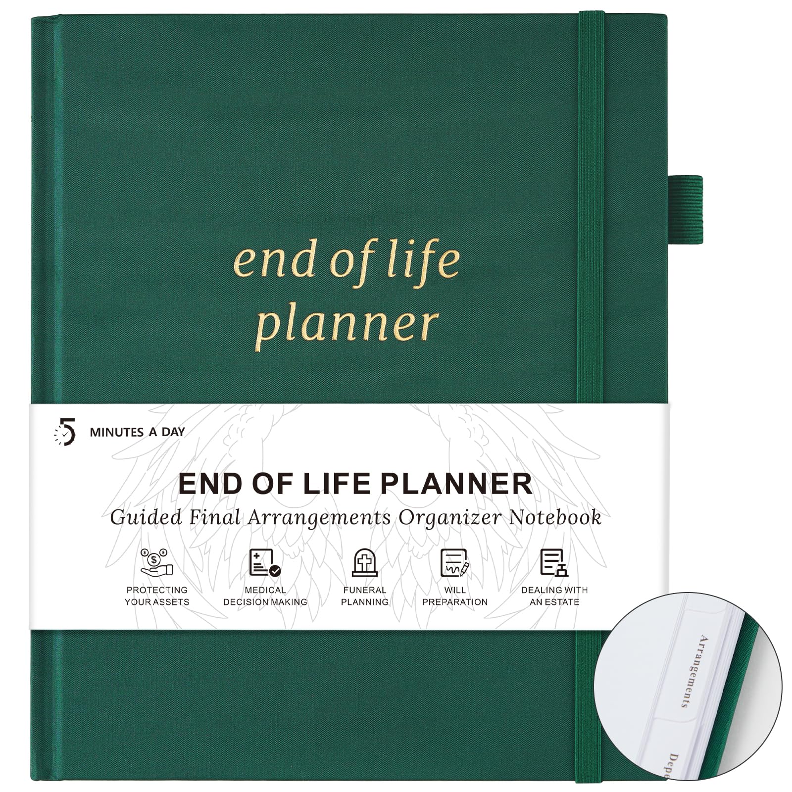 End of Life Planner, Guided Estate Planning Organizer with Tabs, Last Wish, Will Preparation, Funeral Planning, Final Arrangements Notebook for