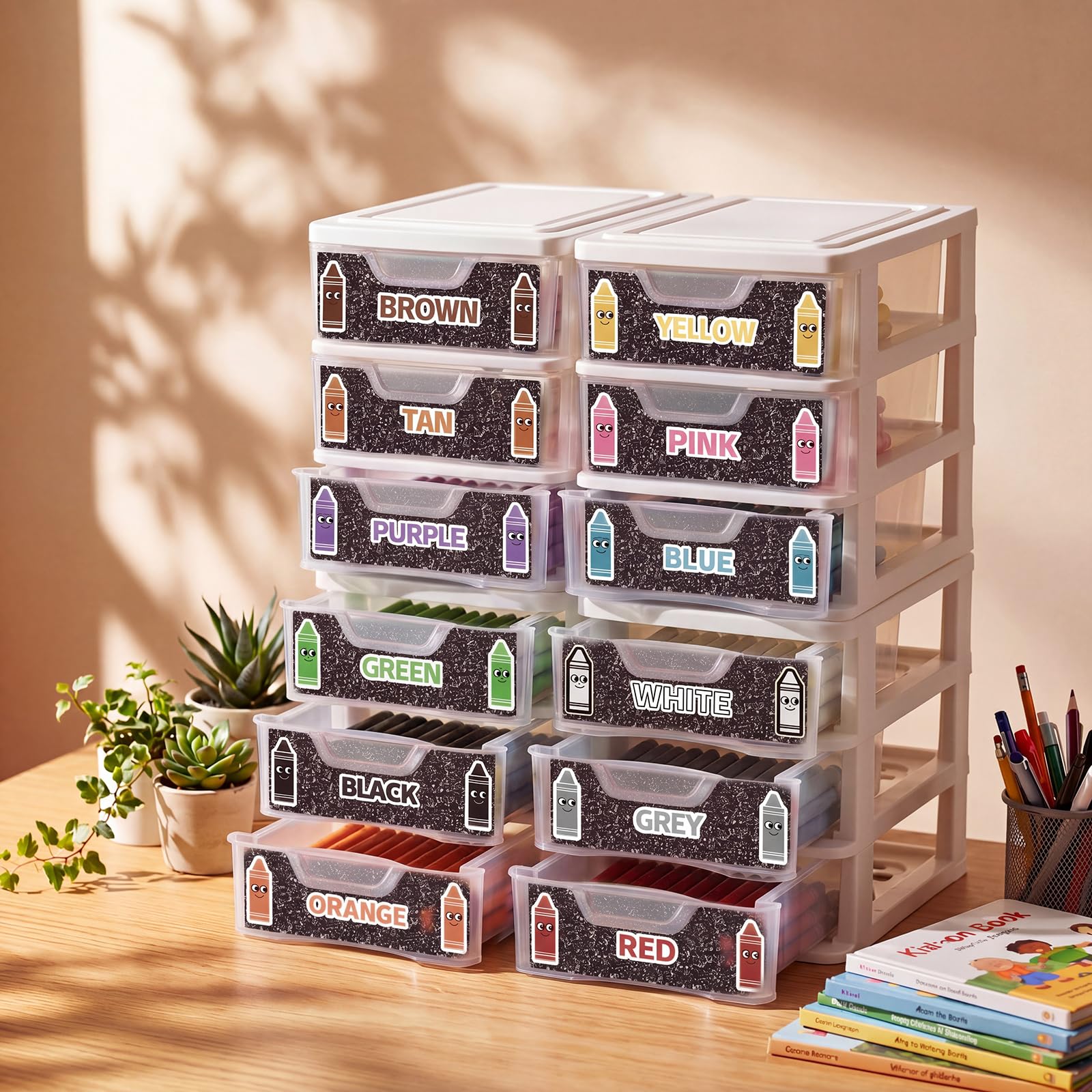Wenqik 12 Stück/4 Stück Kunststoff-Kreiden-Organizer für Klassenzimmer, Schulanfang, transparente Aufbewahrungsboxen für Marker, Stifte, Kunsthandwerk, Buntstifte, Halter, Schublade für Klassenzimmer