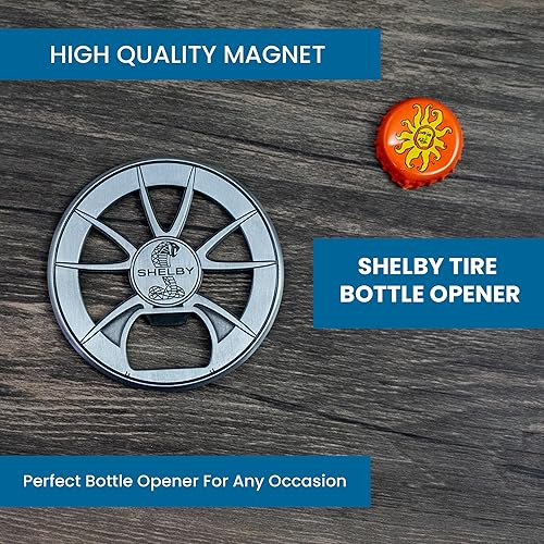 Miniatura 5 de Shelby Wheel Bottle Opener & Magnet | Metal Diecast of Shelby Rim with Cobra Logo | 3" Diameter | 3D zinc alloy | Officially Licensed Shelby® Product