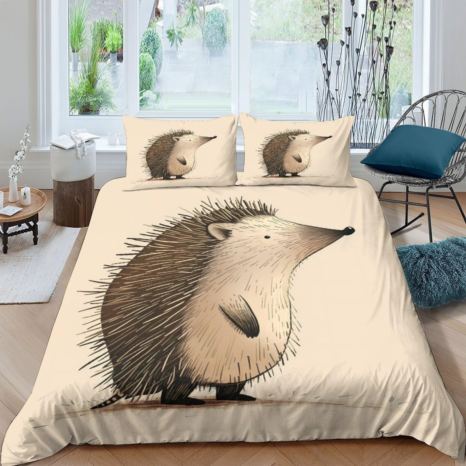Ctjqhvkz Style-3 3D Printed Cartoon Hedgehog Fitted Sheet Microfiber Soft Non-Slip Bed Sheet For Bedroom Dorm Room Decor Single（135X200cm）