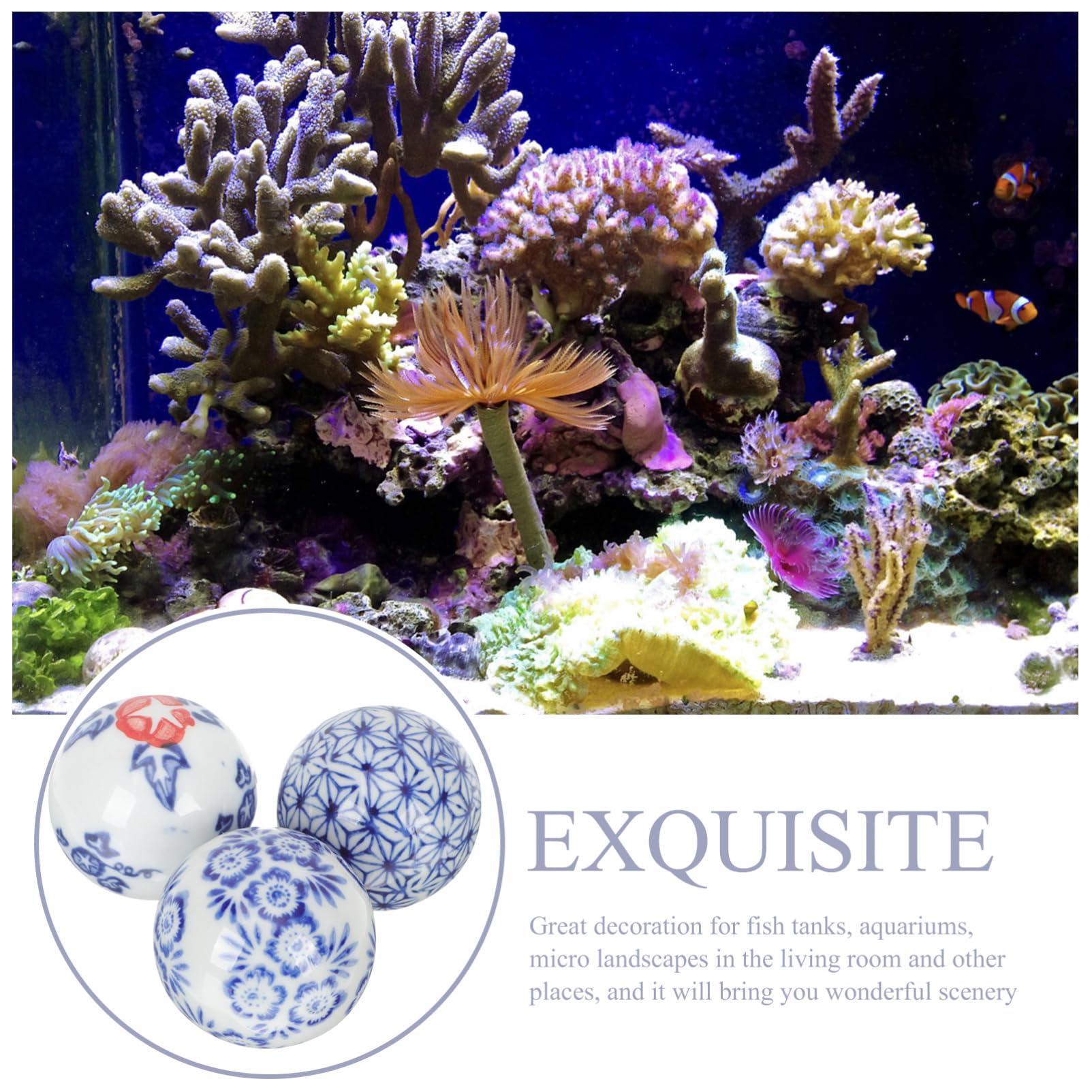 GLEAVI 3 Sätze Keramikschwimmer Moosball Dekorationen Für Aquarien Bezauberndes Aquarium-Ornament Schwebend Dekorativ Aquarium-Layout-Requisite Fisch Zubehör Zufällige Farbe 3 Stücke * 3