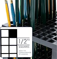 Vista 4 de U.S. Art Supply 96 Soporte de plástico con agujeros para pinceles y lápices - organizador de pie de escritorio, soporte para bolígrafos, pinceles