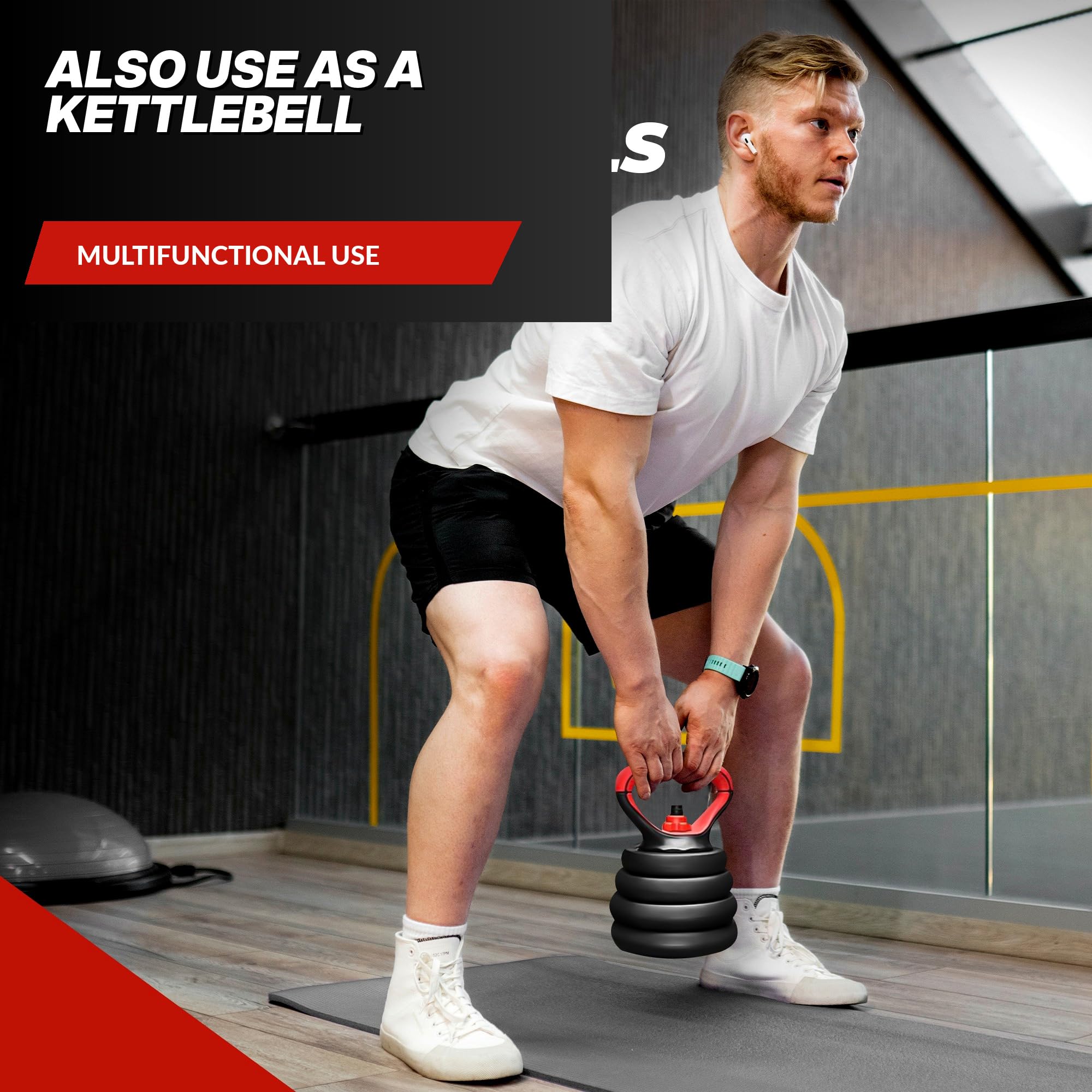 20 kg, kit per sollevamento pesi 5 in 1 con barra lunga, kettlebell, ruota addominale e manici pompe, set pesi per sport domestici, principianti e confermati, nero