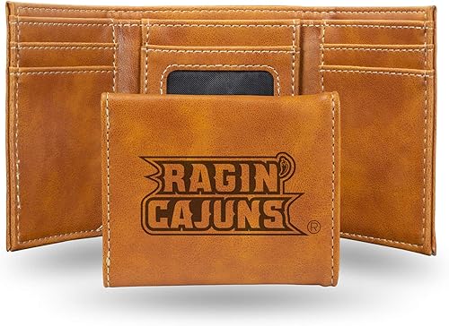 Vista 428 de Rico Industries NCAA - Cartera triple grabada con láser y tres pliegues grabada con láser, accesorio para hombre Negro