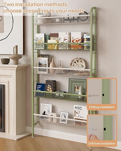 Miniatura 4 de UMDONX Estante de baño estrecho de 5 niveles, estante de almacenamiento delgado que ahorra espacio para baño y cocina