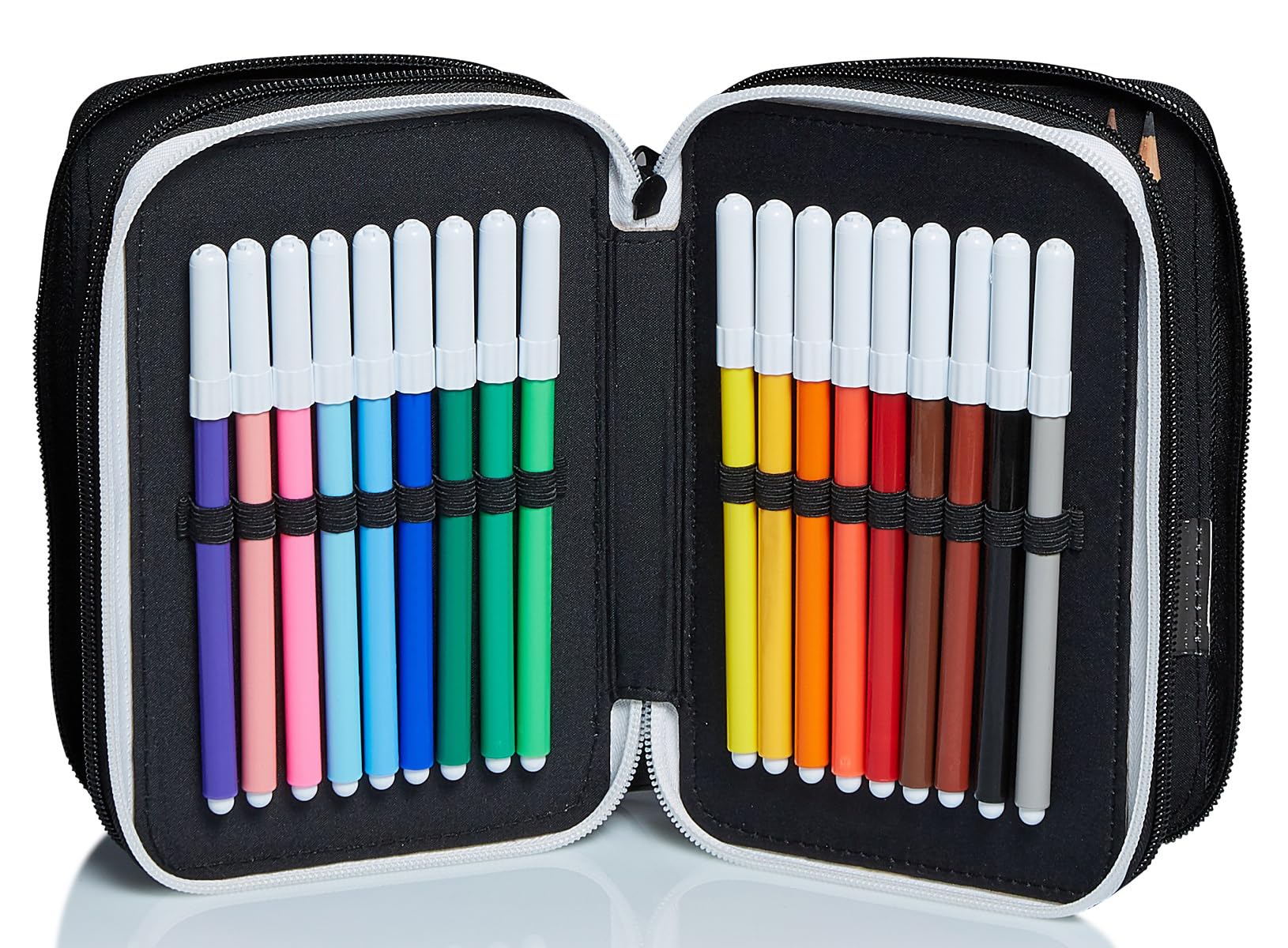 Seven Astuccio Scuola Juventus 3 Zip Bianco Nero Triplo Scomparto Matite Penne Pennarelli Accessori per Zaino Ragazzi