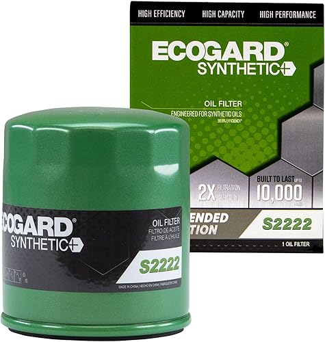 ECOGARD S2222 Filtro de aceite de motor giratorio prémium para aceite sintético compatible con Chevrolet Silverado 1500 5.3L 2007-2013, Silverado