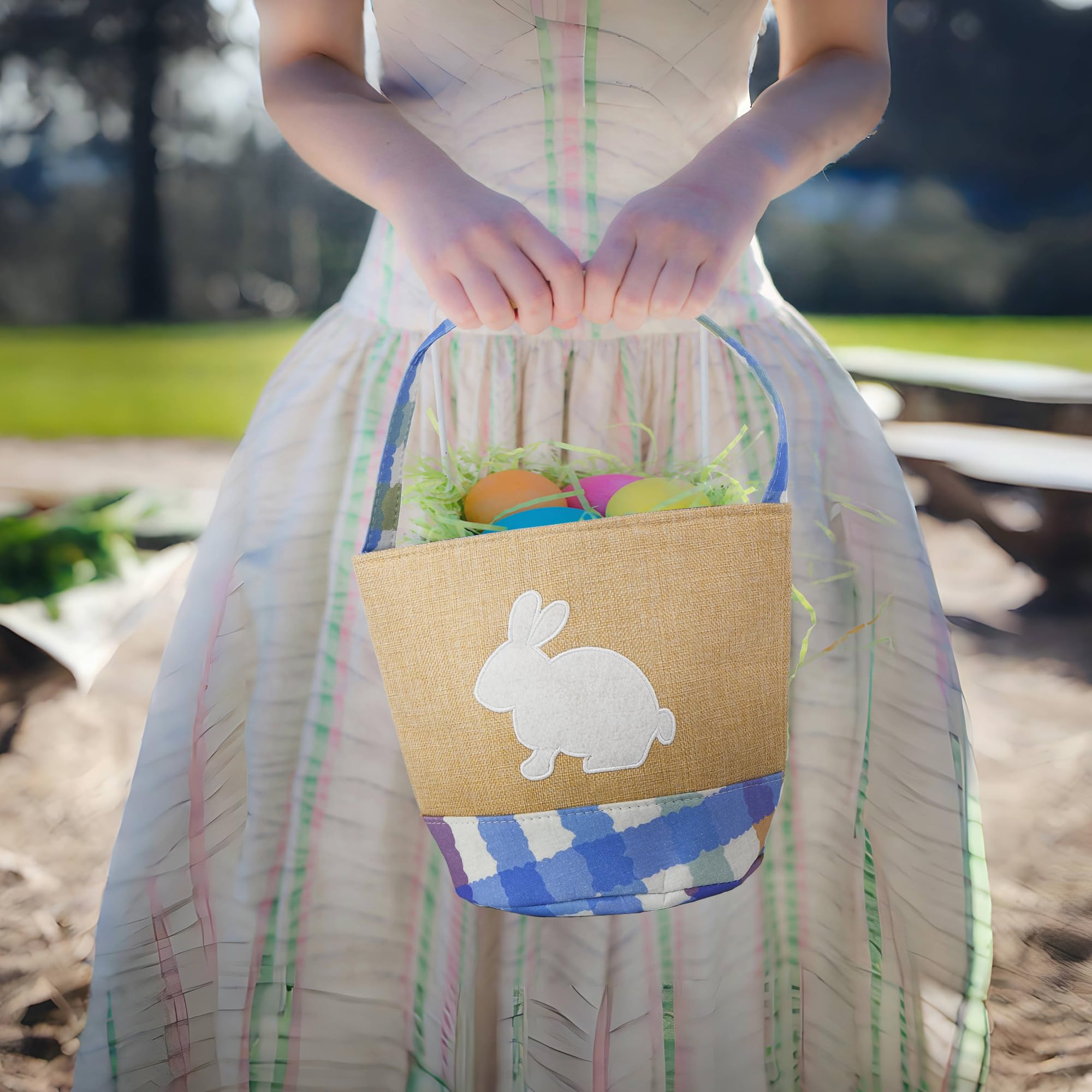 3 Easter Bunny Baskets Set - Personalized Egg Hunt Bags With Rabbit Ears