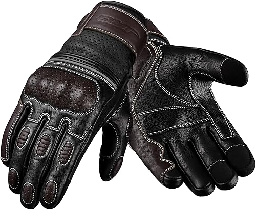 Miniatura 2 de J.A.G. Guantes de motocicleta  Guantes de motocicleta perforados de cuero premium para hombres con protección de nudillos  Guantes de motocicleta