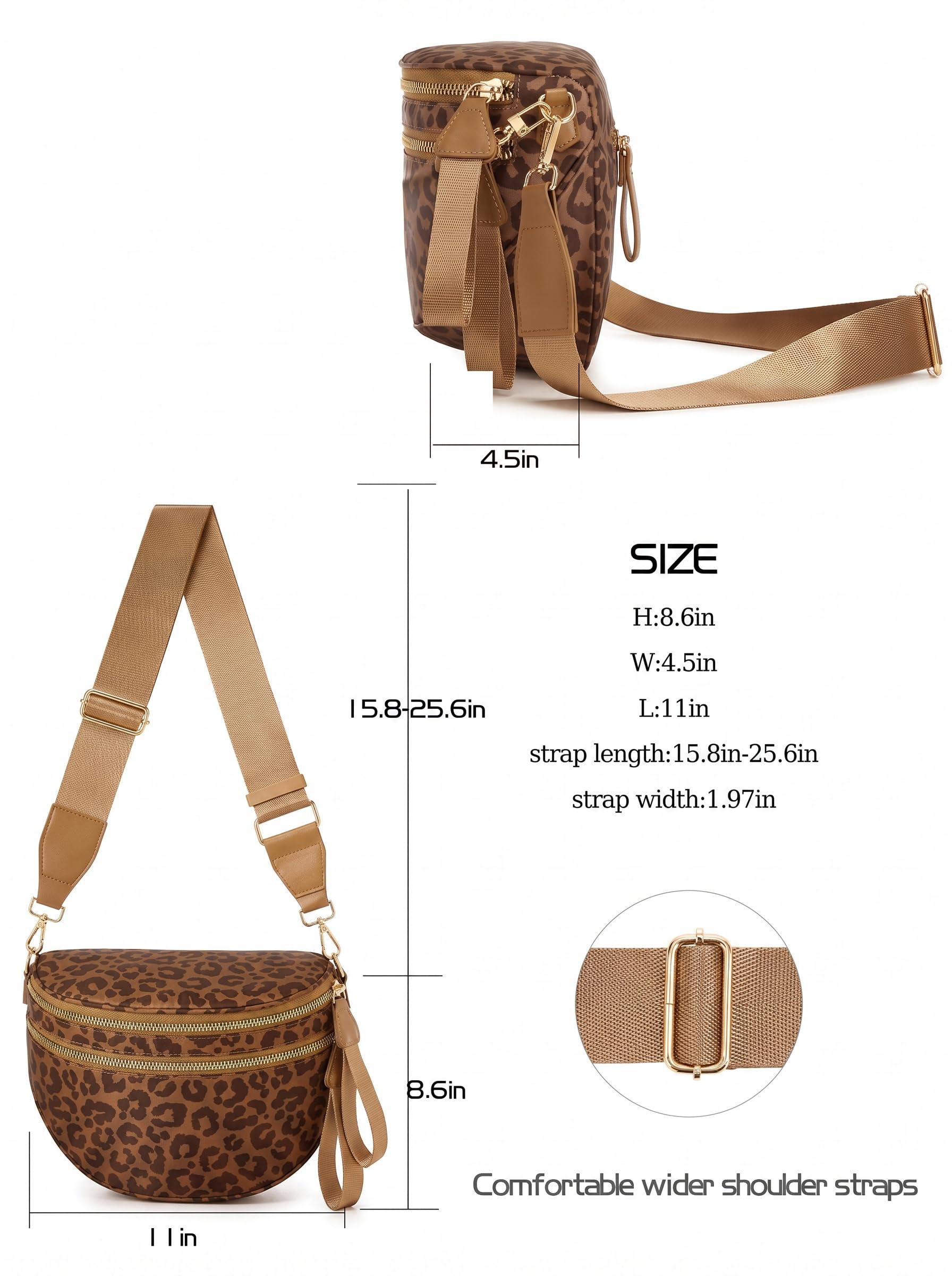 Spacious Nylon Crossbody Bag Bum Bag Handbags Wallets Purses Shoulder Bag view 3