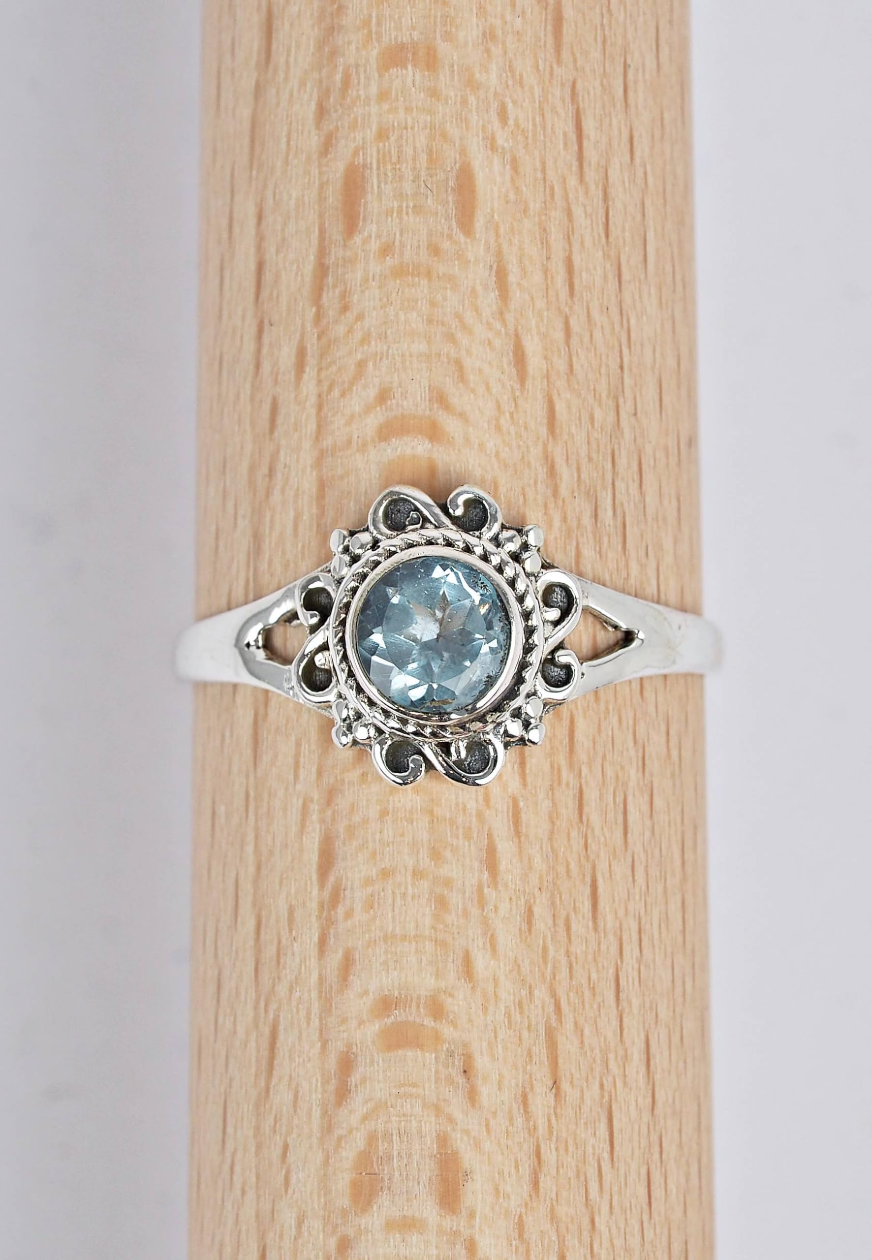 mantraroma Silberring Damen 925 Sterling Silber – runder Edelstein Ring, Vintage Statement Ring Schmuck, elegantes Geschenk für Frauen