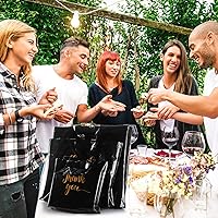 Vista 5 de Teling 200 piezas de bolsas de agradecimiento con asas al por mayor, bolsas de mercancía con texto "Thank You" (Agradecimiento) en 3 tamaños