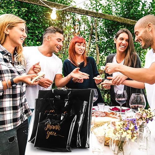 Miniatura 5 de Teling 200 bolsas de agradecimiento con asa a granel, bolsas de mercancía de agradecimiento de 3 tamaños, paquete de compras al por menor para