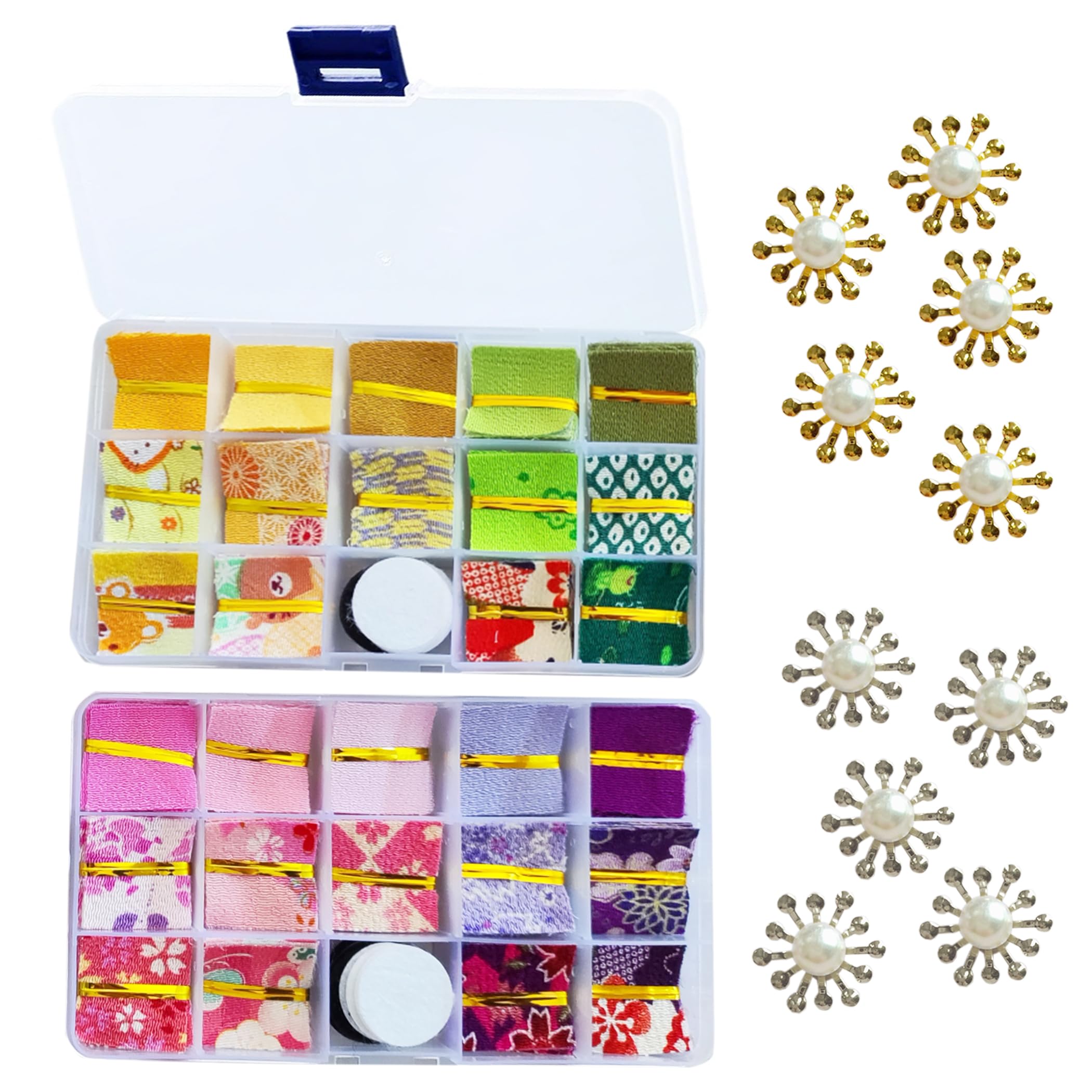 EdisonBrain Tsumami Fine Work Pre-cut Fabric 28 Colors 280 Sheets Set Chiffon Cross Felt 2-color Flower Seat with Washer Japanese Pattern Solid Beginner Craft Class Kit Set DIY Self-made Handmade : Ho