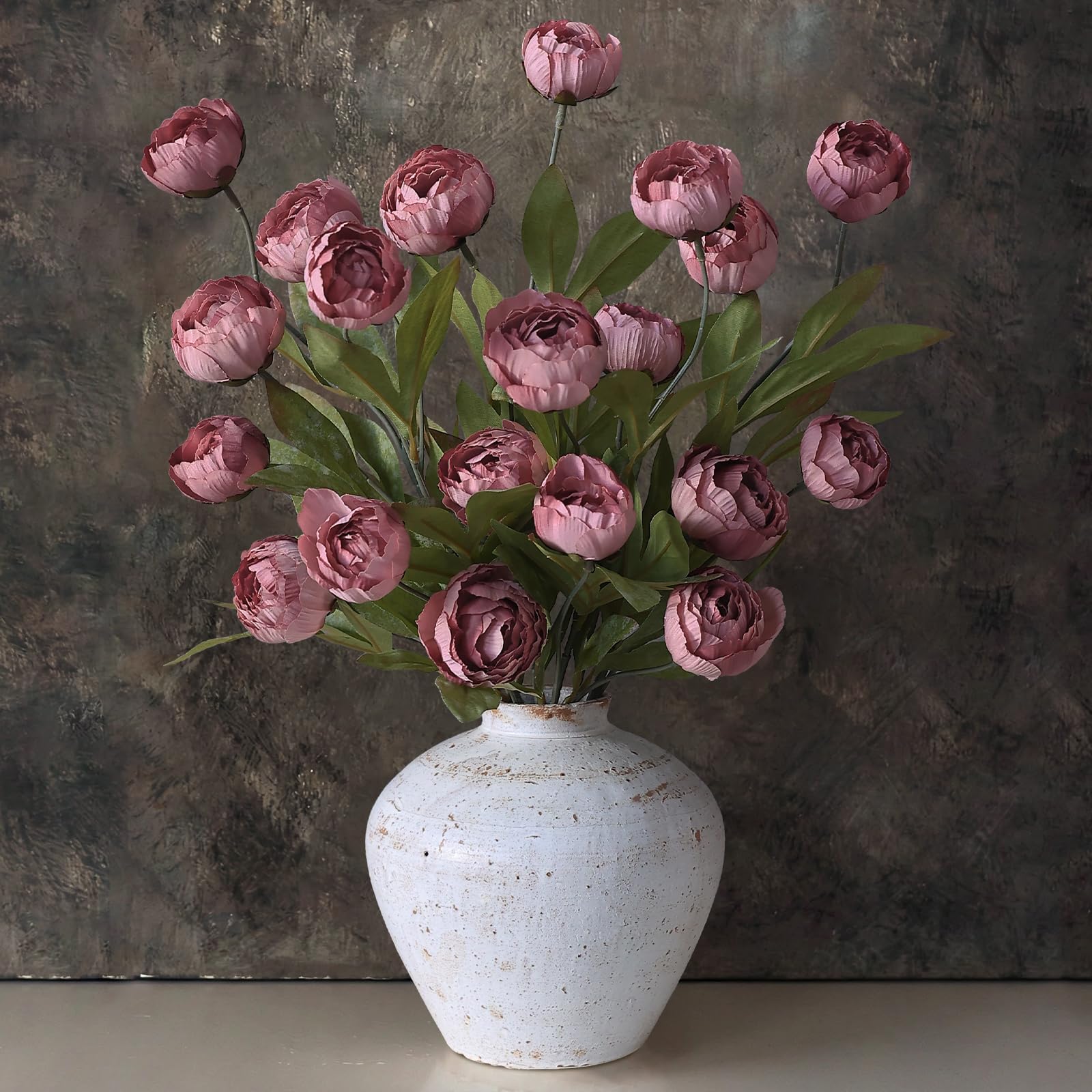 Photo 1 of VIERENA 6 Pcs Faux Silk Peony Artificial Flowers for Vase -27", Bulk Fake Peonies Branches with Stems for DIY Bouquet Centerpieces Wedding Fillers Arrangements Shower Decorations (Warm Pink)