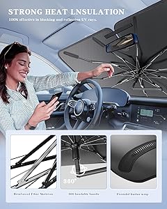 [Upgrade] Portable Ford Escape 2020-2025 Windshield Sunshade[Military-Grade Sturdy] with Carry Bag, Ice Crystal Durable Compact Shade Umbrella UPF50+ UV Front Window Heat Insulation Outdoor Camping