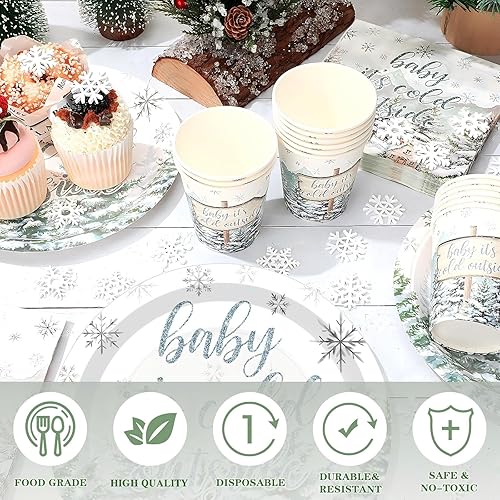 Vista 163 de Hushee Juego de 200 platos florales de papel para baby shower, servilletas, tazas, suministros de fiesta de baby shower, juego de vajilla desechable