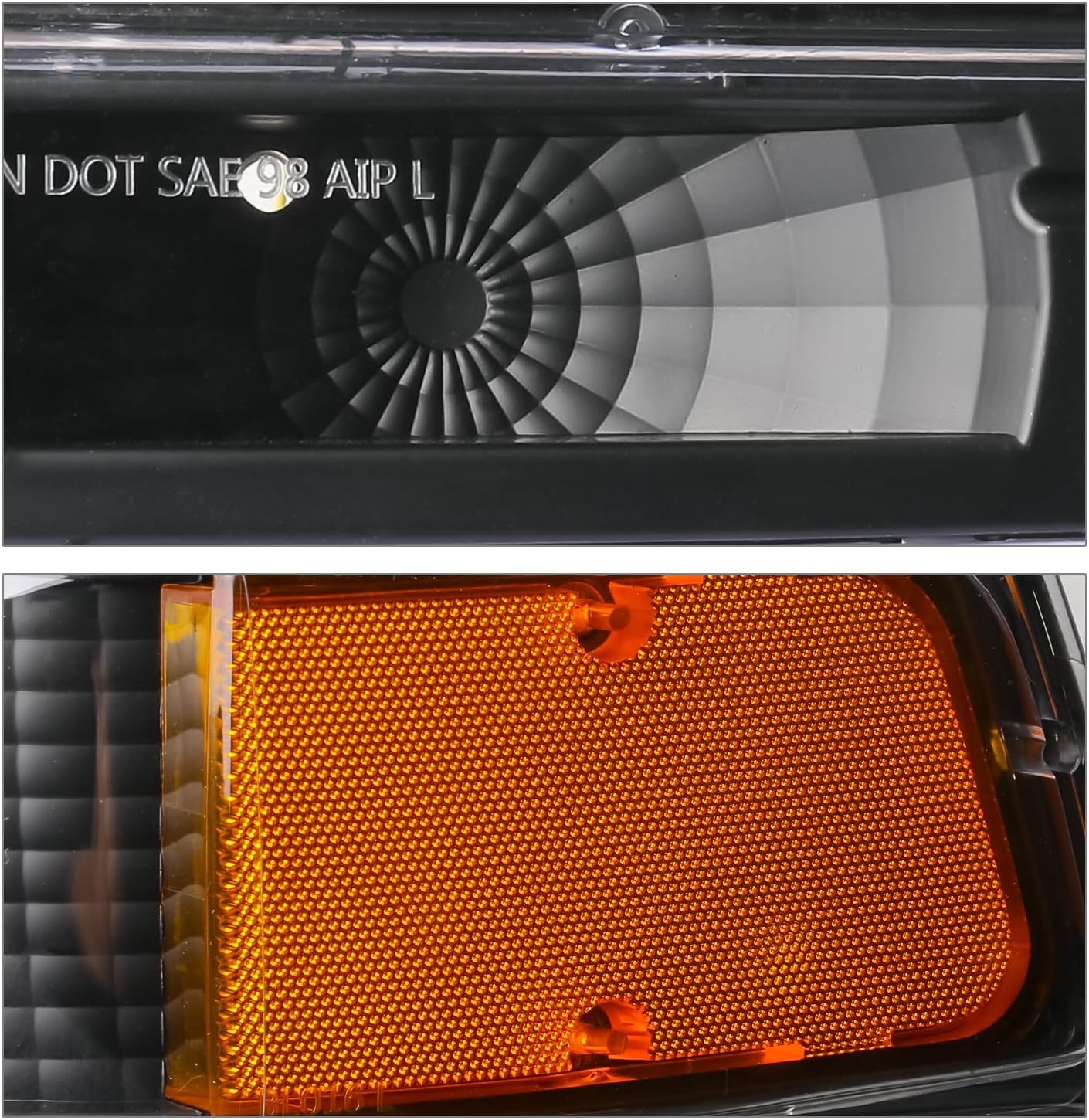 M-AUTO Driver and Passenger Side Headlight w/LED DRL Compatible with 1998-2004 Chevy S10, Left & Right Black Housing Amber Corner