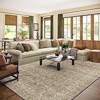 palohom Machine Washable 8x10 Area Rug - Stain Resistant Non-Slip Low Pile Vintage Boho Rug for Living Room Bedroom Kitchen