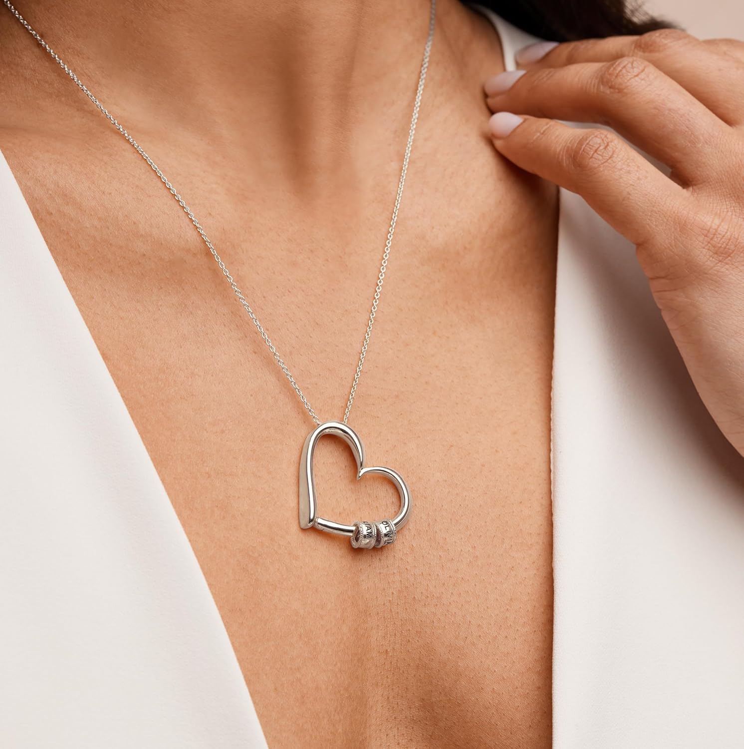 MyNameNecklace Personalized Charming Heart Necklace with Engraved Beads - Dainty Gift for Mom, Grandma, Her, Women - Custom Jewelry for Christmas - Image 3