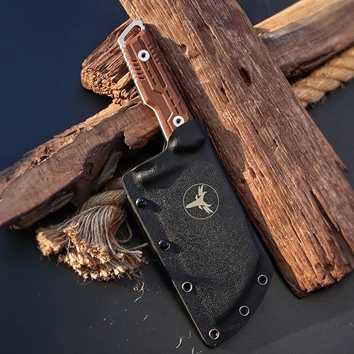 Miniatura 5 de Cuchillo de táctica de alta resistencia, hoja fija de espiga completa, mango de lino de acero Sleipner, para caza, camping, caza (hoja negra con