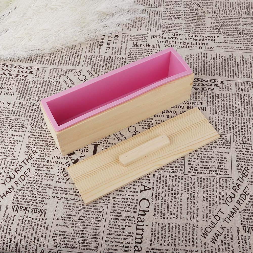 Stampo per sapone rettangolare in silicone Sapone per alimenti resistente alle alte temperature con coperchio Strumento fai-da-te per torta al cioccolato ghiacciato 900ML rosa