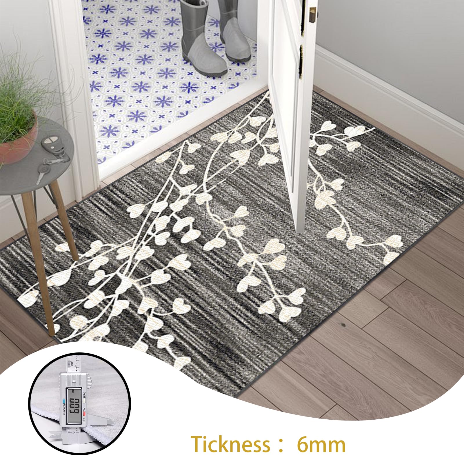 Tehocwiz Tapis Couloir Long 80x220 Cm - Tapis Entrée Antidérapant Lavable, Tapis Cuisine Devant Évier Moderne Absorbant