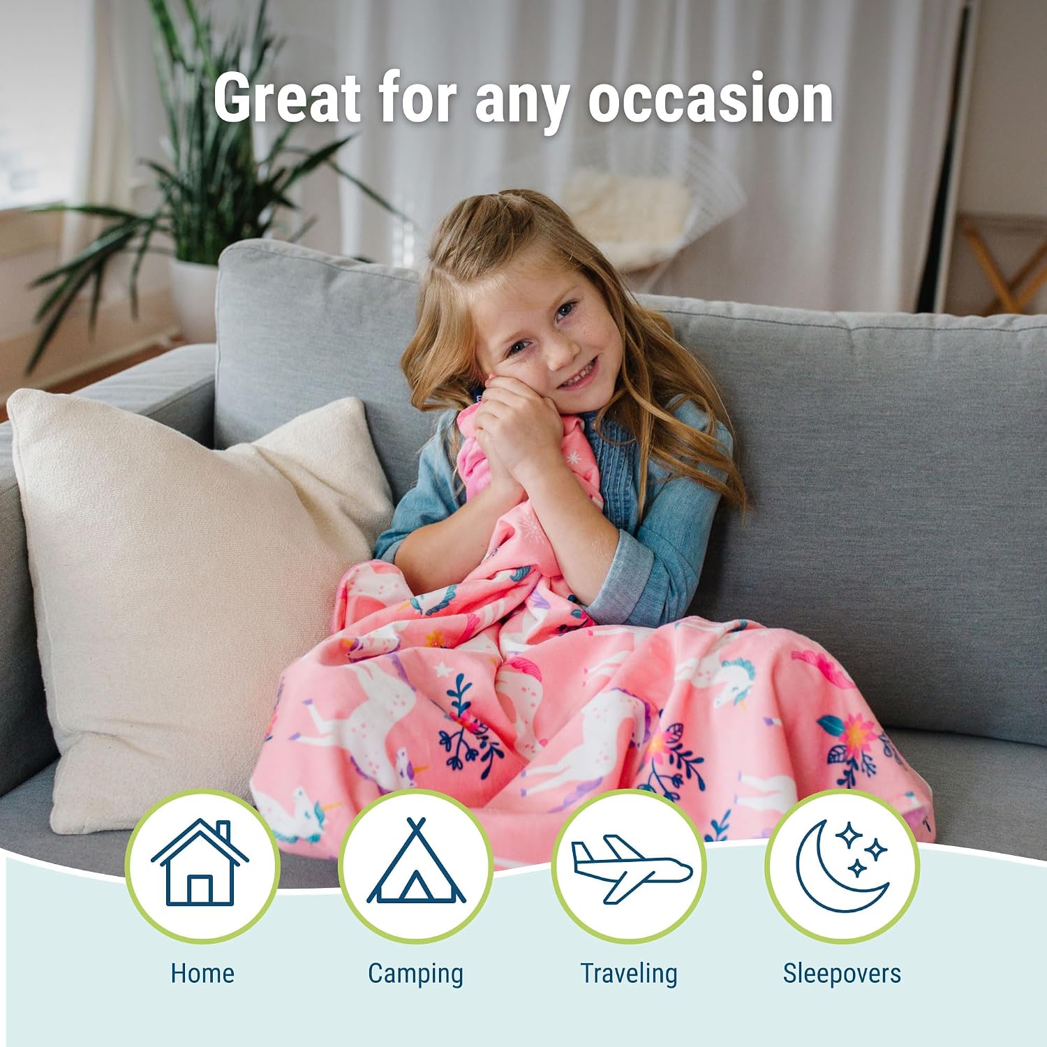 Wildkin Plush Throw Blanket – Soft & Cozy Comfort, Ideal for Toddlers, Travel & Daycare - Magical Unicorns