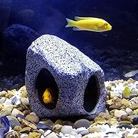 Vista 2 de Aquarium Hideaway Rock Cave for Aquatic Pets to Breed, Play and Rest, Safe and Non-Toxic Ceramic Fish Tank Ornaments, Decor Stone for Betta