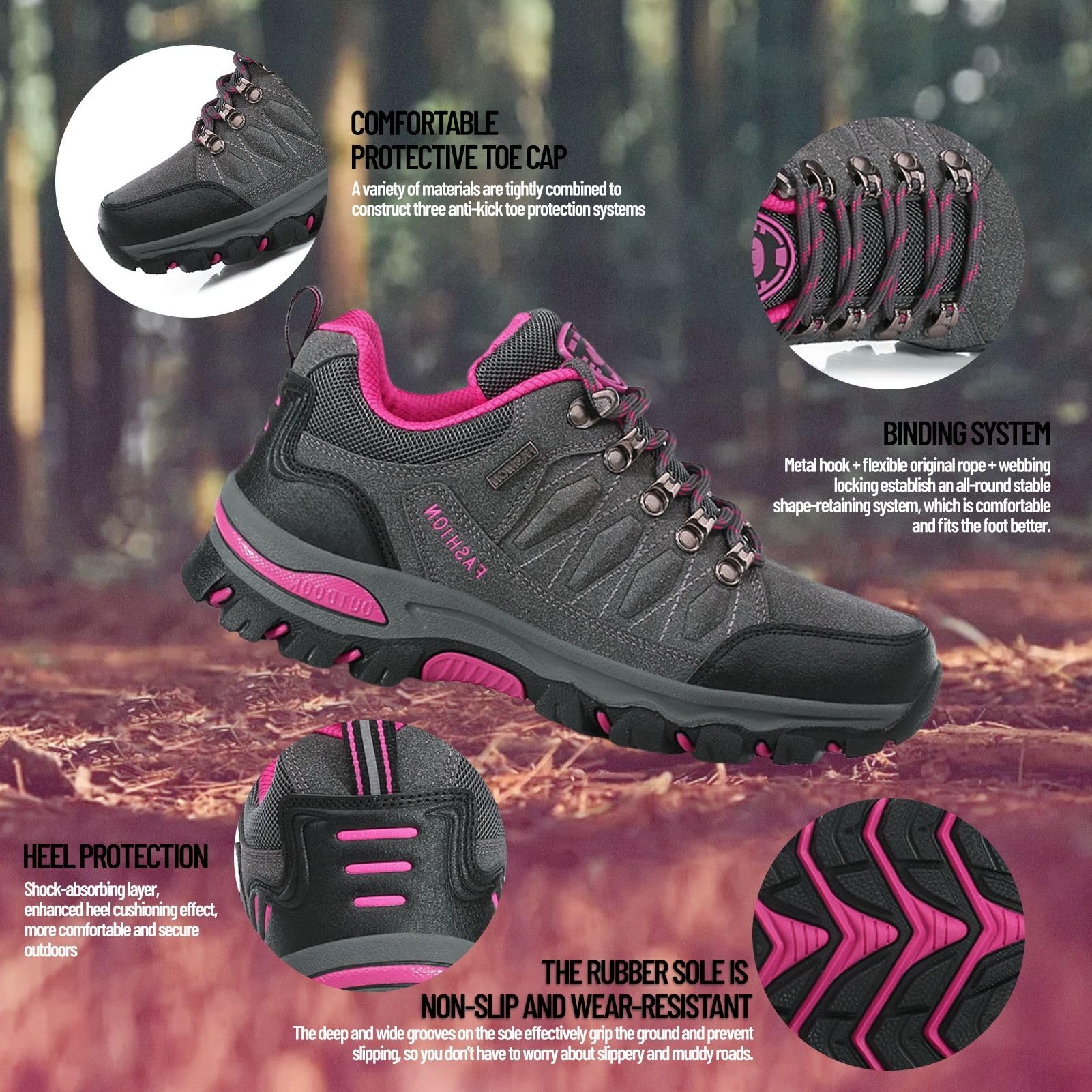 Damen Trekking & Wanderschuhe, Wanderschuhes Im Freien FüR Alle Jahreszeiten, Sportschuhe Mit Niedrigen Top -Spitzen, Klettern, Reisen, Camping Angeln, Bergklettern