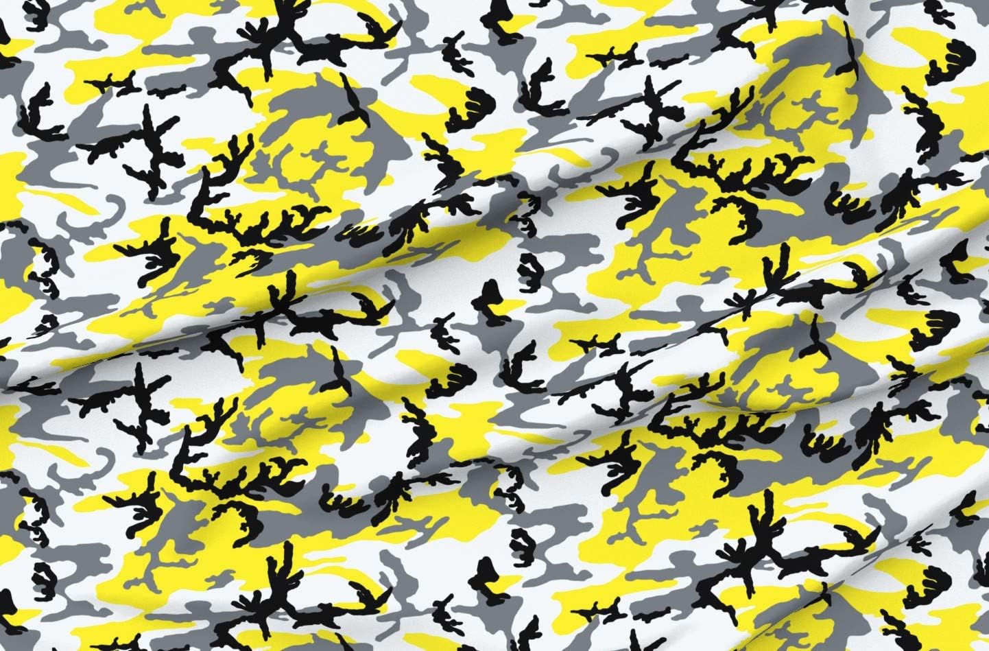 Spoonflower Fabric - Woodland Yellow Camo Camouflage Little Printed on Organic Cotton Sateen Fabric by The Yard - Sewing Quilting Apparel Home Decor