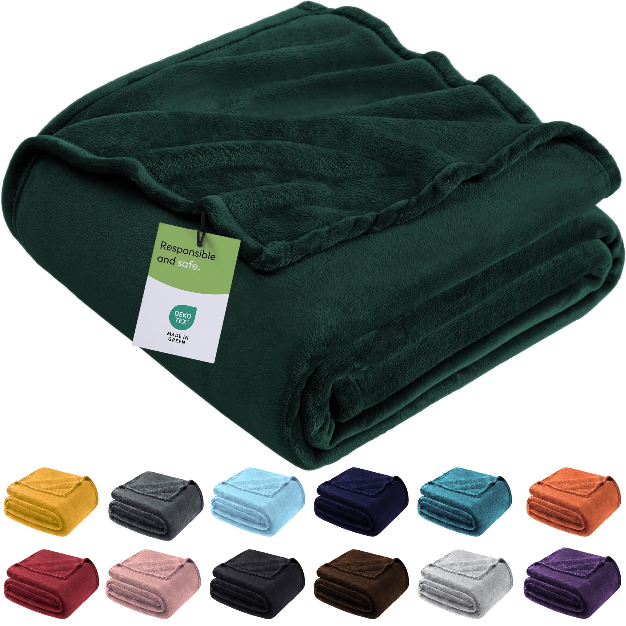 BedLooms Bed Throw Fleece Blanket Emerald Double Fluffy Blankets and Throws