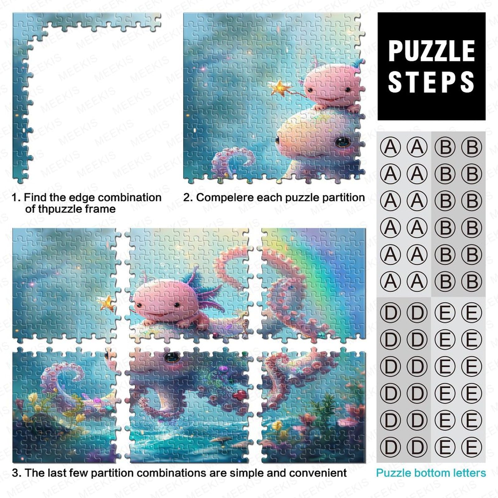 Puzzle Für Erwachsene 1000 Teile – Oktopus Motiv, 69,8x49,8 Cm, Mit Buchstaben Auf Rückseite, Staubfrei