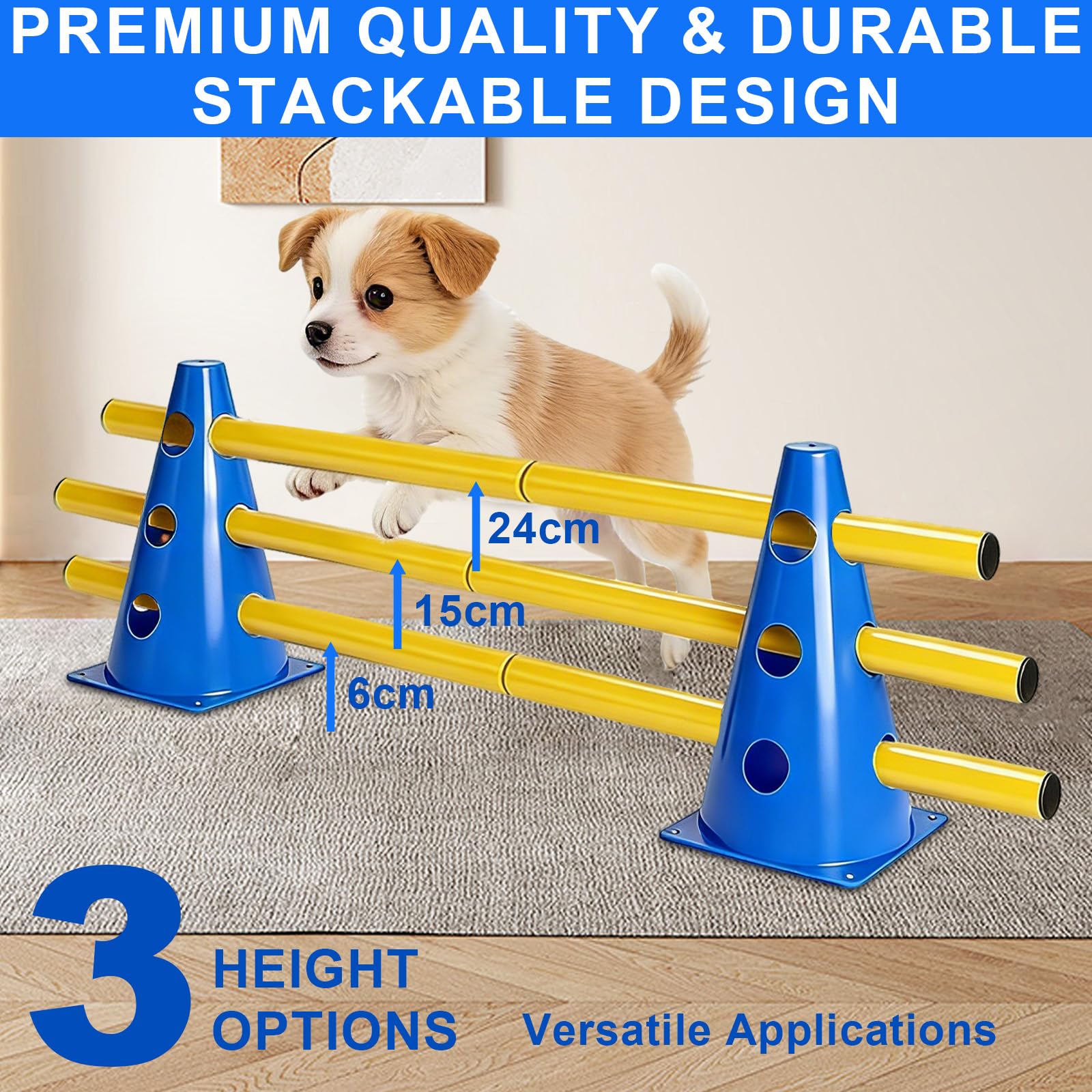 Set di Agility per Cani, Slalom e Ostacoli, 10 Coni 32cm, Accessori Allenamento Calcio