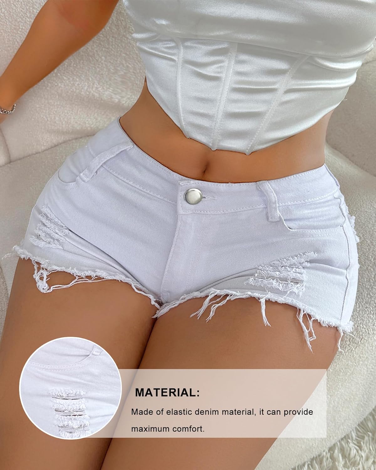 Women's High Waisted Jean Shorts - Denim Shorts for Women Stretchy Ripped Casual Summer Hot Short Distressed - Image 4