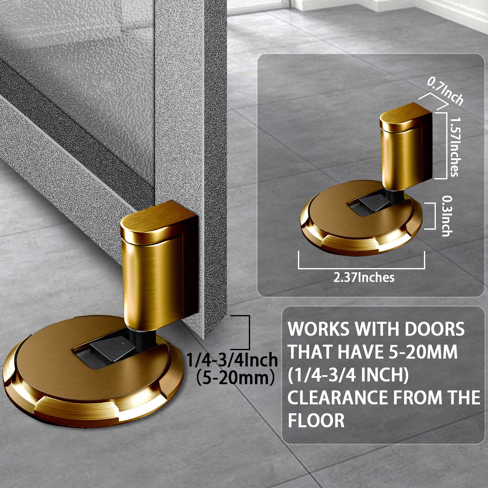 HOOFUS No Magnetic Mechanical Door Stopper,Adjustable Door Holder - Image 2