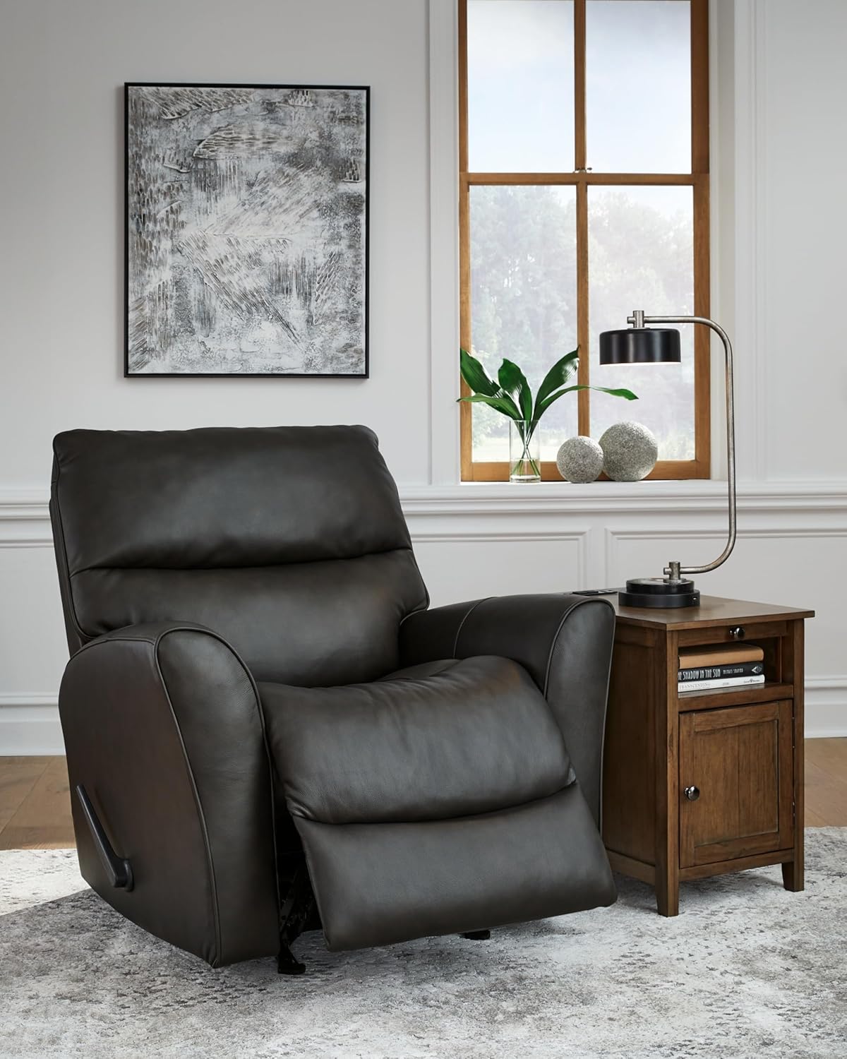 Contemporary 39'' Black Leather Recliner Chair