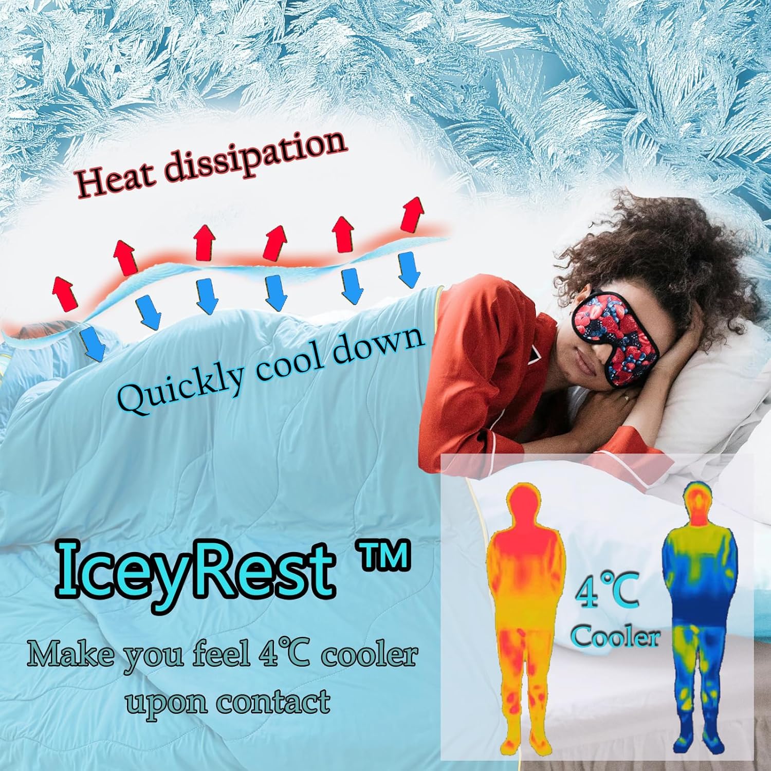 MorroMorn Cooling Comforter for Hot Sleepers & Night Sweats - IceyRest Cold Touch Technology, Lightweight Summer Blanket All-Season Breathable Silk Smooth (Ice Blue, King Size 104"x90")
