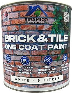 SIRAMICO COATINGS BRICK & TILE PAINT | WHITE - MATT | 1, 2.5 and 5 Litres (White, 5 Liters)